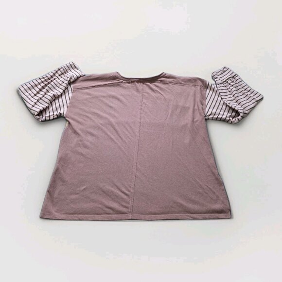 Three Bird Nest T Shirt Womens M LS Colorblock Long Striped Sleeves Stretch Boho - Picture 11 of 11